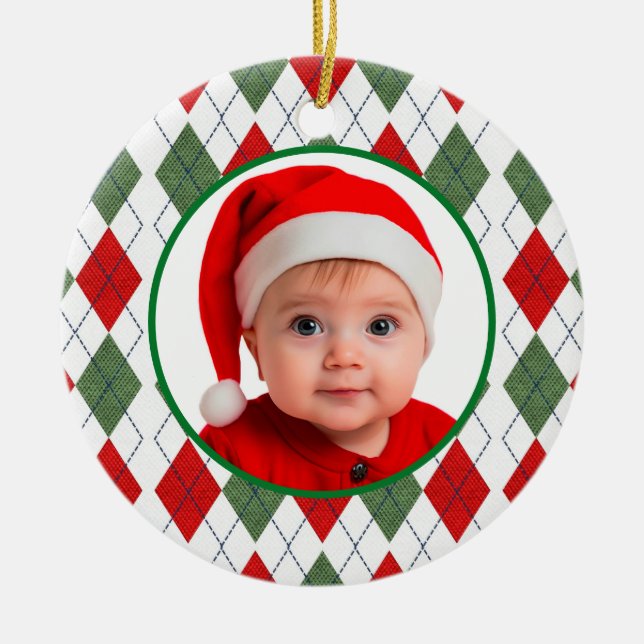 Baby's First Christmas Red Green Ornament (Front)