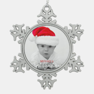 BABY's FIRST CHRISTMAS Red Tree Ornament   PHOTO