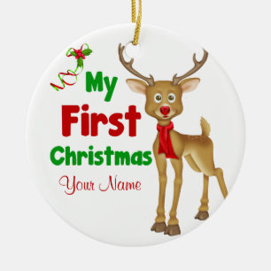 Babys First Christmas Reindeer Ceramic Tree Decoration