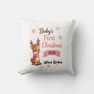 Baby's First Christmas Reindeer Personalised  Cushion