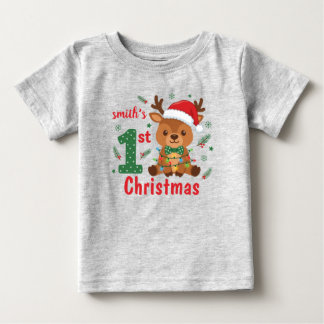 Baby's First Christmas Reindeer Toddler T-Shirt