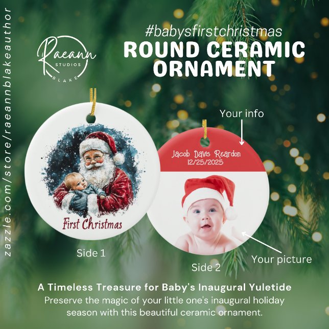 Baby's First Christmas Round Ceramic Ornament (Creator Uploaded)
