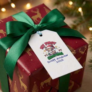 Baby's First Christmas Santa Deer Personalised Gift Tags