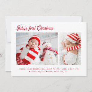 Baby's first Christmas simple holiday birth Announcement