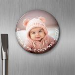 Baby's First Christmas - Simple Photo curved type Magnet<br><div class="desc">Add one picture to this cute baby magnet - perfect for baby girls or boys. A photo with a type overlay makes a memorable magnet for your refrigerator. Use a cute snapshot from your phone and make an item that will last for years. A modern minimal font for the year...</div>