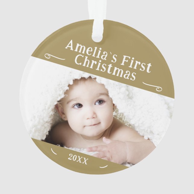 Baby's First Christmas Simple Photo Keepsake Ornament (Back)