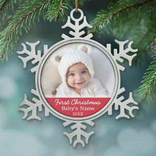 Baby's First Christmas Snowflake Pewter Christmas Ornament