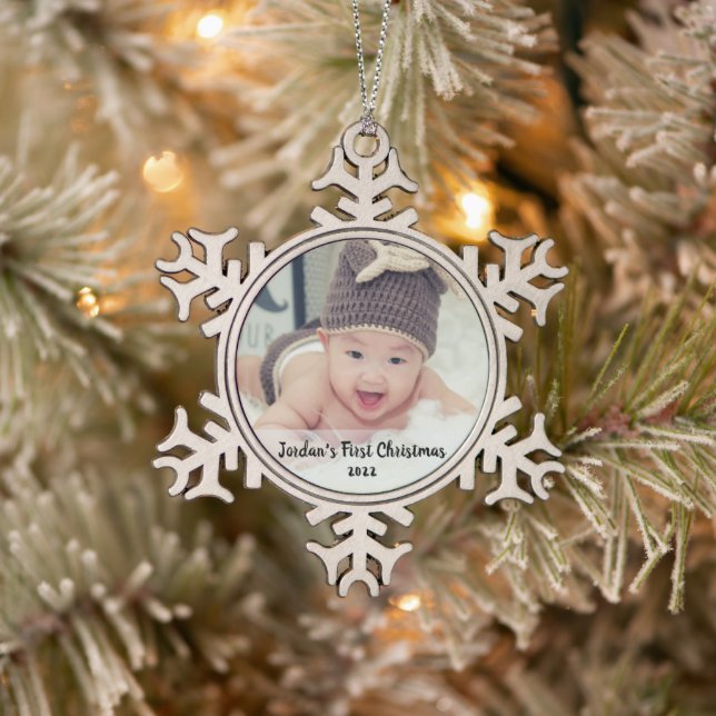 Baby's first christmas  snowflake pewter christmas ornament (Tree)