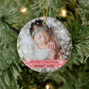 Baby's first christmas snowflakes   ceramic ornament