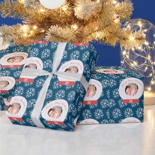 Baby's First Christmas Snowglobe Snowflakes  Wrapping Paper