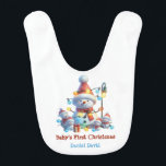 Baby's First Christmas Snowman Family Tangled Ligh Bib<br><div class="desc">Baby's First Christmas bib with design on both sides.  Get dirty on one side,  turn it over for a clean side. Personalised with baby's first and second name</div>