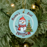Baby's First Christmas Snowman Ornament<br><div class="desc">Baby's First Christmas Snowman Christmas Tree Ornament. Personalise with name,  first and year.</div>