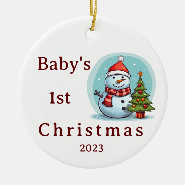 Baby's First Christmas Snowman Ornament (Front)