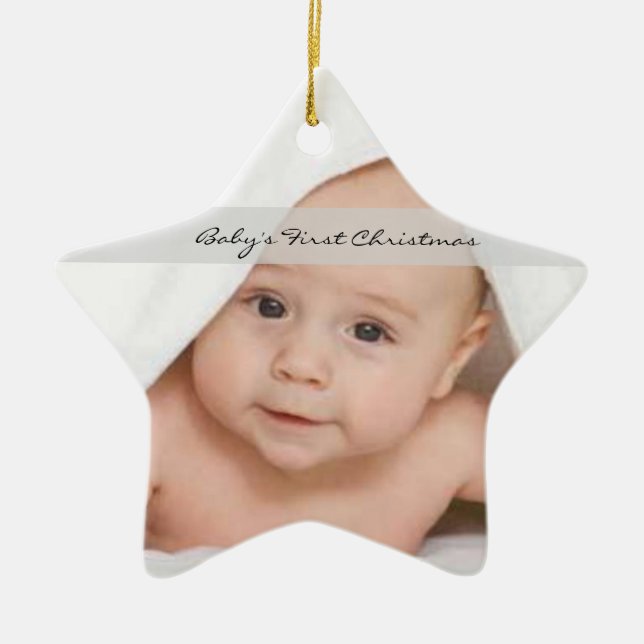 Baby's First Christmas Star Ornament Name Birthday (Front)