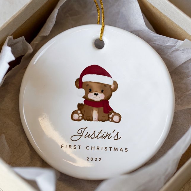 Baby's First Christmas Teddy Bear Ceramic Ornament (Creator Uploaded)