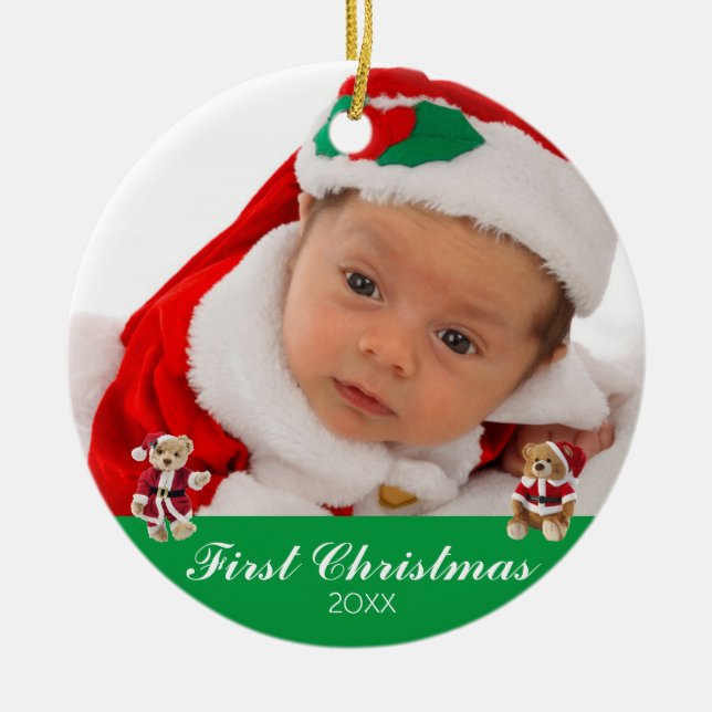 Baby's First Christmas Two Sided Personalised Ceramic Ornament (Front)
