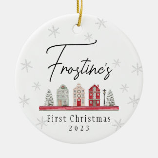 Baby's First Christmas Village Ceramic Ornament