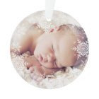 Baby's First Christmas White Silver Snowflakes