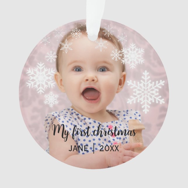 Baby's first christmas white snowflakes ornament (Front)