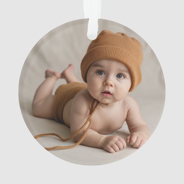 Baby's First Christmas with Birth Stats Photo   Ornament (Back)