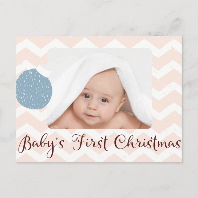 Baby's First Christmas with Photo Holiday Postcard (Front)