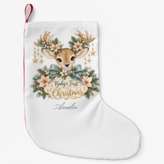 Baby's first Christmas with sweet fawn Small Christmas Stocking