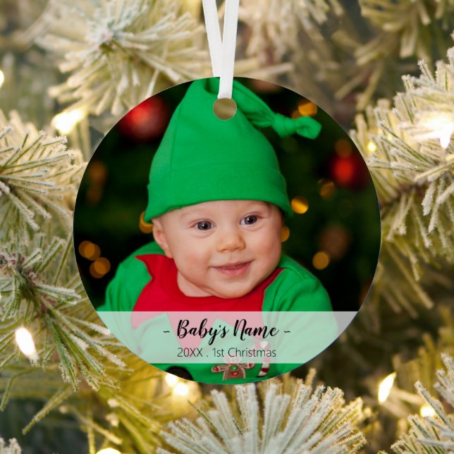 Baby's First Christmas Year Photo Script Name Metal Tree Decoration (Insitu)