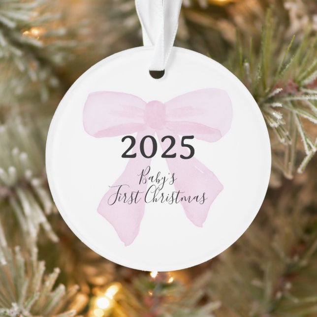 Baby's First Christmas YEAR Pink Bows Ornament (Tree)