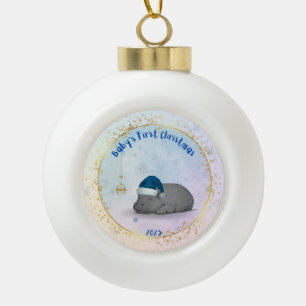 Baby's First ChristmPygmy Hippo Christmas Ornament