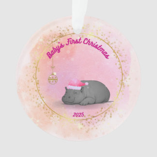 Baby's First ChristmPygmy Hippo Christmas Ornament