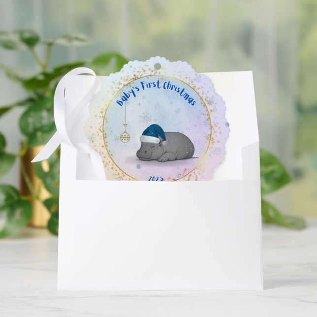 Baby's First Chritmas - Paper Ornament - Hippo (Envelope)