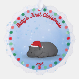Baby's First Chritmas - Paper Ornament - Hippo