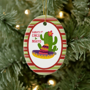 baby's first Cinco de mayo Ceramic Ornament