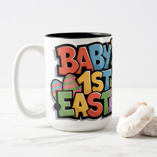 Baby's First Easter Colourful Block Lettering & Eg Two-Tone Coffee Mug