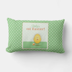 Baby's First Easter Cute Chick With Egg Lumbar Cushion