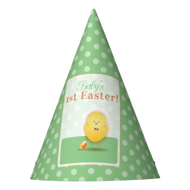 Baby's First Easter Cute Chick With Egg Party Hat (Front)