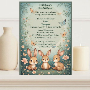 Babys First Easter Pastel Green Spring Bunny Party Invitation