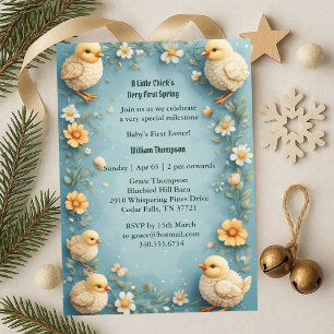 Babys First Easter Pastel Green Spring Chick Party Invitation