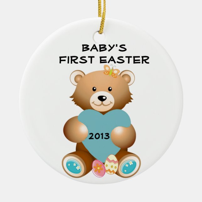 Baby's First Easter Teddy Bear Ornament (Front)