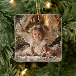 Baby's First Fairy Christmas Photo Keepsake Gift Ceramic Ornament