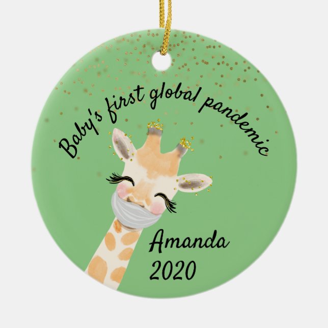 Baby's First Global Pandemic Giraffe 2020 Ceramic Ornament (Front)