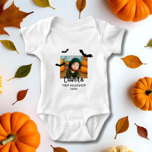 Baby's First Halloween Black Bats Photo  Baby Bodysuit