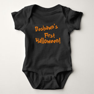 Baby's First Halloween Black with Orange Lettering Baby Bodysuit