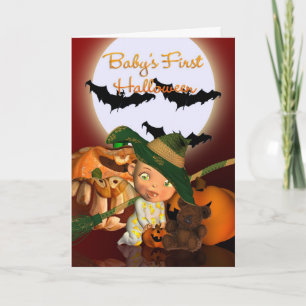 Baby's First Halloween with bats and pumpkins Card
