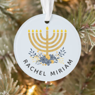 Baby's First Hanukkah   Dated Keepsake Blue & Gold Ornament