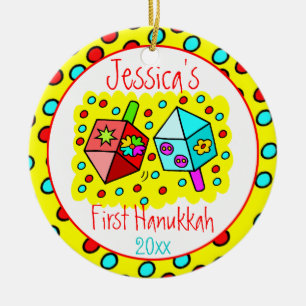 Baby's First Hanukkah - TWO-SIDED Ceramic Ornament