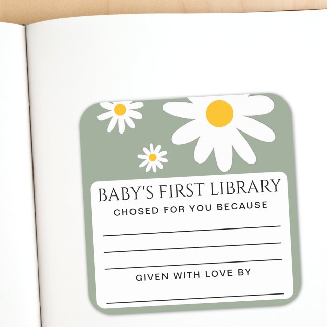 Baby's first Library Baby Shower  Square Sticker (Creator Uploaded)