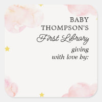 Baby's First Library Bookplate Pink Clouds