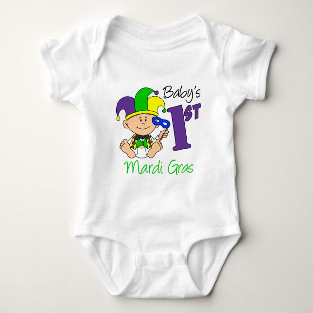 Baby's First Mardi Gras Baby Bodysuit (Front)
