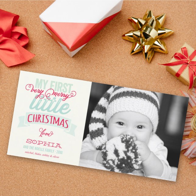 Baby's First Merry Little Christmas Photo Card (Creator Uploaded)